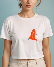Resim Düşünen Kadın Crop Tişört 