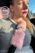 Resim TASARIM ARABAM ATİKE ELİF AKIN Pudra Kürk Gümüş Taş Şeritli Kemer Konforu Set 2 Adet Kemer Pedi 