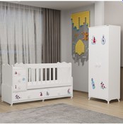 Resim Melina Bebek Odası Yıldız 2 Kapaklı Dolap - Denizci Beyaz 