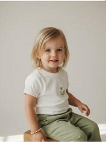 Resim Zekids Kız Bebek Yumuşak Dokulu Beli Lastikli Pantolon-16946 Yeşil 