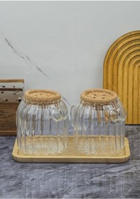 Resim Ecolis Cam Yağdanlık Takımı - Mantar Kapaklı Yağlık Takımı - 2x750 Ml 