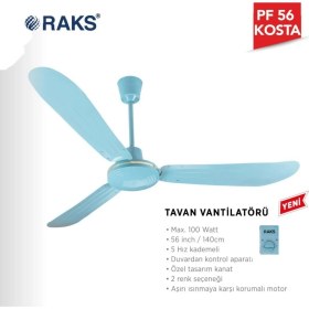 Resim Raks Pf 56 Kosta Tavan Vantilatörü Mavi 