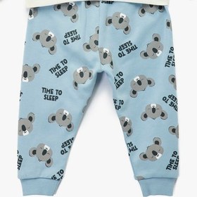 Resim Erkek Bebek Koala Baskılı Uzun Kollu Bisiklet Yaka Pamuklu 2'li Pijama Takımı 