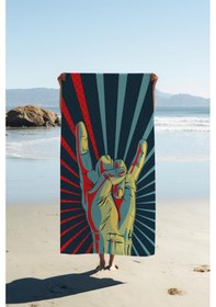 Resim Dijital Baskı Plaj Deniz Havlusu Retro Desenli Peştamal Hvl0145 Renkli 