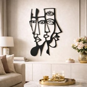 Resim Sezart Picasso Yüzler Metal Duvar Tablosu | Modern Duvar Dekorasyonu Gri 35 x 51 