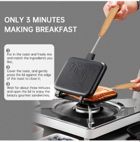 Resim Geeroyoo İki Yönlü Isıtmalı, Çıkarılabilir Kollü, Anti Yapışkan Tabanlı Kamp Usulü Sandviç Ve Peynir Pişirici Makinesi Çok Renkli 