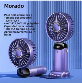 Resim Taşınabilir El Tipi Vantilatör 3000mah Katlanabilir Boyun Askılı Ve Mor, 