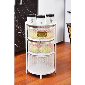 Resim Yıldıray Metal 3 Katlı Metal Açılır Kapanır Paslanmaz Beyaz Sebzelik 