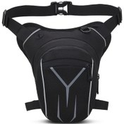 Resim Honeybeeshop Siyah Motosiklet Bacak Cantasi Gogs Cantasi Omuz Cantasi Crossbody Bel Cantasi Taktiksel Siyah 