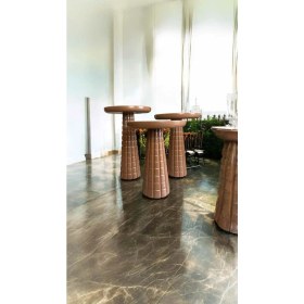 Resim Ahşap Mantar Sehpa 3lü Kahverengi Renk Doğal Zigon Fiskos 