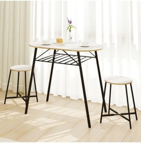 Resim Mutfak Masası Oval Tabure Takımı Masa Sandalye Takımı Beyaz 1474 