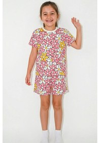 Resim Breeze Kız Çocuk Şortlu Pijama Takımı Renkli Papatya Desenli 4-8 Yaş, Karışık Renk Çok Renkli 