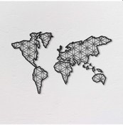 Resim Dünya Haritası Lazer Kesim Metal Duvar Tablo 100x56 Cm 