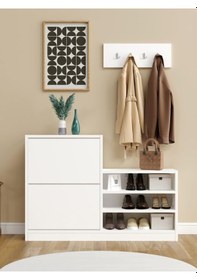 Resim Kuzeylife Vesta Ayakkabılık Kayar Kapak Beyaz 