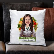 Resim Karikatürlü En İyi kadın Diyetisyen Yastık 