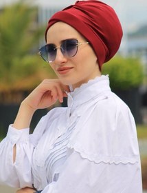 Resim Sahra Şal Dünyası Çapraz Bone Bordo 