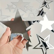 Resim 19'lu Kendinden Yapışkanlı Akrilik Ayna Duvar Çıkartmaları - Yıldız Şeklinde Çıkarılabilir Kristal Vurgular, Kırılmaz Parlak Dekoratif Etiketler Banyo, Yatak Odası, Ofis ve Cam Yüzeyler İçin, Kolay Uygulanır | Yansıtıcı Duvar Sanatı | Dayanıklı Akrilik, Makyaj Aynası 