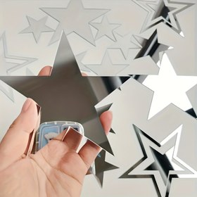 Resim 19'lu Kendinden Yapışkanlı Akrilik Ayna Duvar Çıkartmaları - Yıldız Şeklinde Çıkarılabilir Kristal Vurgular, Kırılmaz Parlak Dekoratif Etiketler Banyo, Yatak Odası, Ofis ve Cam Yüzeyler İçin, Kolay Uygulanır | Yansıtıcı Duvar Sanatı | Dayanıklı Akrilik, Makyaj Aynası 
