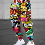 Resim Erkekler için 3D Anime Baskılı Jogger Pantolonlar, İpli & Cepli - Şık, Rahat Polyester Eşofman Altı 