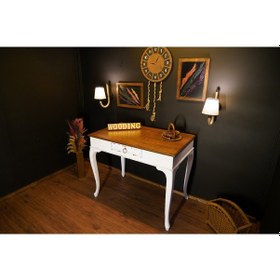 Resim Wooding 120 Cm Masif Ceviz Beyaz Çalışma Masası 