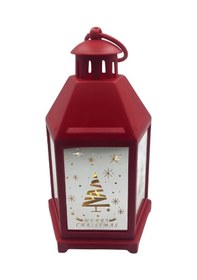 Resim 25 Cm Yılbaşı Fener Ledli Aynalı Kırmızı Dekoratif Işıklı Fener Diğer 