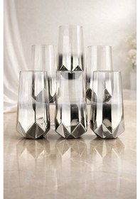 Resim Rova Tr Amber Serisi Titanyum Kaplama Modern Su Bardağı 6 Lı Premium Set - Hediyelik Gümüş 