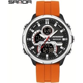 Resim Fochsia Sanda Erkek Büyük Kadranlı 5atm Su Geçirmez Spor Saati Turuncu Beyaz Diğer 