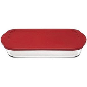 Resim Paşabahçe 59006 Borcam Dikdörtgen Silikon Kapaklı 1950 CC 24 CM Şeffaf 