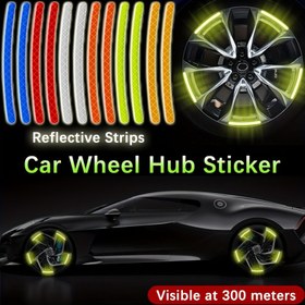 Resim 20'li Set Otomotiv Çıkartmaları, Araba/Motosiklet/Bisiklet Tekerlekleri için Reflektif Şeritler, Gece Güvenliği Uyarı Dekorasyon Stickerları 