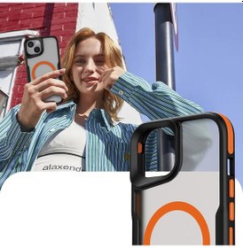 Resim İphone 14 Plus Uyumlu Magsafe Şarj Özellikli Renkli Kenar Airbag Şeritli Zore Lamer Kapak-siyah Siyah 