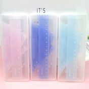 Resim Sevimli Şeffaf Çok Fonksiyonlu Kırtasiye Kutu Seti, PVC Malzemeden Yapılmış, Pergel, Düz ve Üçgen Cetvelleri İçeren, Öğrenciler İçin 4 Parçalı Set, Okul Sezonu Hediyesi 