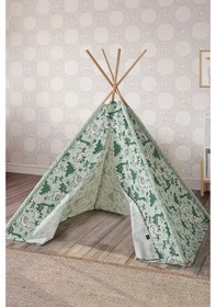 Resim Çocuk Oyun Çadırı Ahşap Direkli Geniş Oyun Evi 150x150x200 Cm Yeşil 