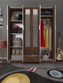 Resim Kenzlife Gardırop 6 Kapılı Çekmeceli Begonvil150 Cvz Aynalı Kapaklı Gardolap Dolap 