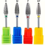 Resim 4 adet/takım Tungsten Karbür Tırnak Matkap Uçları Manikür Jel Cila Giderici için Döner Elektrikli Karbür Freze Kesiciler 3/32" Tırnak Dosyaları Pedikür 