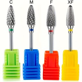 Resim 4 adet/takım Tungsten Karbür Tırnak Matkap Uçları Manikür Jel Cila Giderici için Döner Elektrikli Karbür Freze Kesiciler 3/32" Tırnak Dosyaları Pedikür 