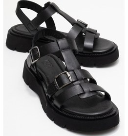 Resim Luvishoes Melvın Siyah Hakiki Deri Kadın Sandalet Siyah 