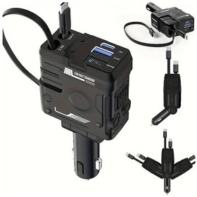 Resim Topshop1 Yıtumu 31.5 İnç Teleskopik Araba Şarj Cihazı Siyah 66w Hızlı Şarj 4ü 1 Arada Usb Portlu Galaxy Uyumlu Samsung Pixel Uyumlu Kompakt Şarj İstasyonu 