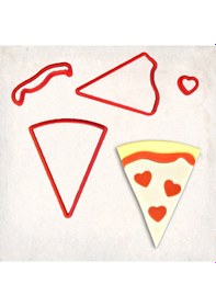 Resim Kalp Pizza Detay Kurabiye Kalıp Seti 4 Lü KIrmızı 