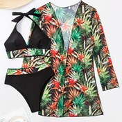 Resim Avrupa ve Amerika Modası Kadın Tankini Moda Üç Parça Takım Moda Elbise 