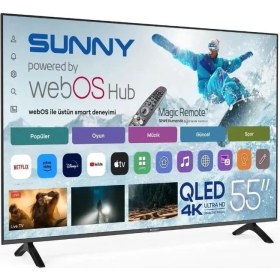 Resim Sunny SN55QMN252 55" 140 Ekran Uydu Alıcılı 4K Ultra HD webOS Smart QLED TV 