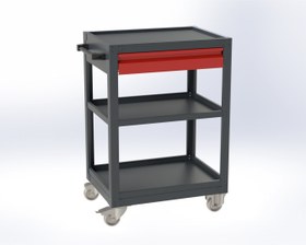 Resim Çekmeceli 3 Katlı Malzeme Taşıma Arabası OST3002 Antrasit- Kırmızı - Antrasit RAL 7016 / Kırmızı RAL 3020 