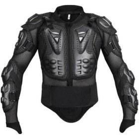 Resim Siyah Body Armor Fileli Yazlık Full Koruma Omuz Sırt Dirsek Göğüs Karın Koruma Cross Motorcu Montu 