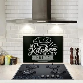 Resim Ocak Arkası Koruyucu | My Kitchen My Rules (40CM x 60CM) 