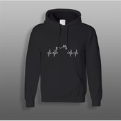 Resim Kalp Atışlı Motosiklet Siyah Sweatshirt Modeli 