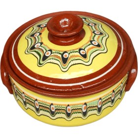 Resim Troyan 1868 Sağlıklı ve Tam Sırlı Toprak Güveç Tencere 