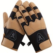 Resim Thermal PU Deri Kış Eldivenleri - Tam Parmak Soğuk Koruyucu El Isıtıcıları, Bilek Kayışlı, Kayak, Snowboard, Açık Hava Sporları ve Ağır İşler İçin Dayanıklı (Şık Siyah/Beyaz Tasarım) 