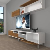 Resim Decoraktiv Eko 5200 Slm Krom Ayaklı Tv Ünitesi Tv Sehpası - Beyaz - Ceviz 