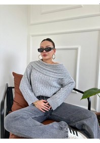 Resim Keymoda Kadın Madonna Yaka Kazak Gri Gri 