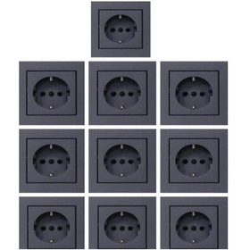 Resim Ovivo 10 Adet Grano Füme Topraklı Priz Çerçeve Dahil 