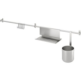 Resim Duvar Rayı, Paslanmaz Çelik, 112 Cm, Kancalı, Kutulu Ve Tablet Standlı 